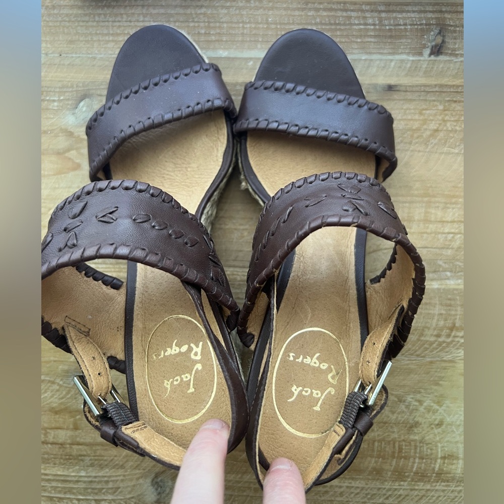 Jack Rogers Vanessa Raffia Heeled Espadrille In Brown Size 6.5 New - Picture 4 of 9